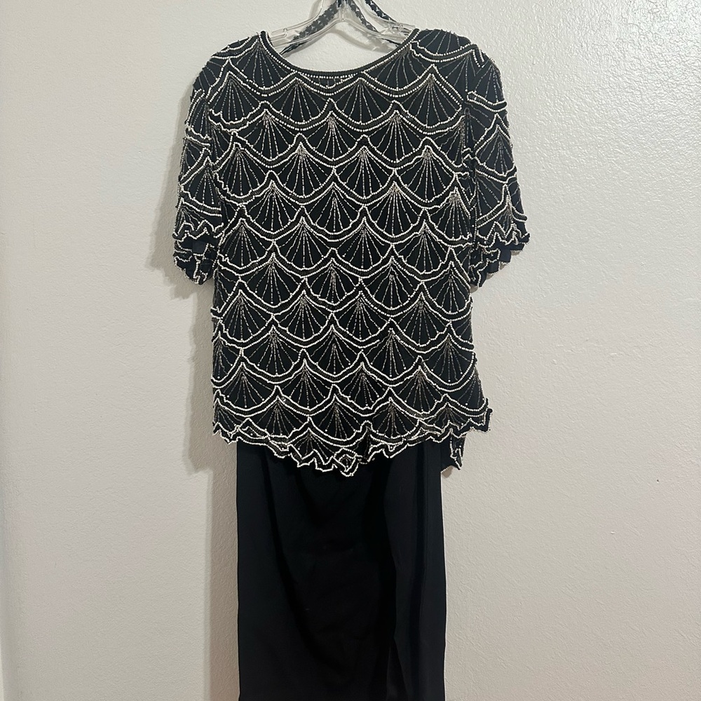 80s 100% Silk Beaded Two Piece Set
